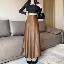 [ MONALIZA ] Chân Váy Dài Chân Váy Xoè Chân Váy Lụa Nhăn Cao Cấp 2