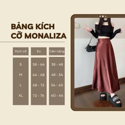 [ MONALIZA ] Chân Váy Dài Chân Váy Xoè Chân Váy Lụa Nhăn Cao Cấp 6