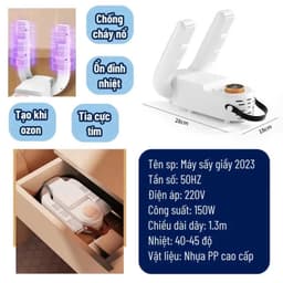 Máy Sấy Giày Isuni Làm Khô Giày, Khử Mùi Khử Khuẩn Đa Năng Không Gây Ồn, Có Hẹn Giờ An Toàn Công Suất 150W 5
