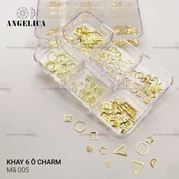 Khay charm nail kim loại ánh vàng, ánh bạc trang trí móng Nail Bảo An 8