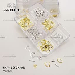 Khay charm nail kim loại ánh vàng, ánh bạc trang trí móng Nail Bảo An 7