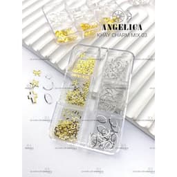 Khay charm nail kim loại ánh vàng, ánh bạc trang trí móng Nail Bảo An 4
