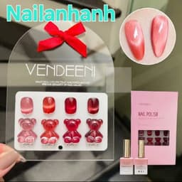 Sét sơn Mắt Mèo Vendeeni 4 màu ( Tông Đỏ ) tặng bảng màu Siêu Đẹp Nail Bảo An 5