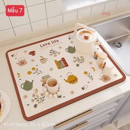 Thảm lót ly Thấm Hút Nước Nhanh Khô, Thảm Thấm Nước Cho Nhà Bếp Chất Liệu Silicon Chống Trượt 5