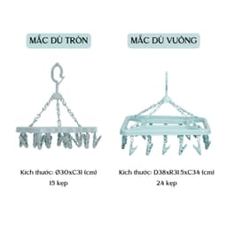 Mắc Dù Phơi Quần Áo Nhựa Cao Cấp Việt Nhật, Móc Dù Vuông, Tròn Kẹp Quần Áo, Đồ Lót- Việt Nhật Plastic Official 2