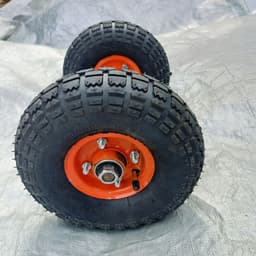 [KKTHN] Bộ Bánh Hơi 350-4 Đường Kính 25cm Kèm Trục Xe Đẩy Phi 18 3