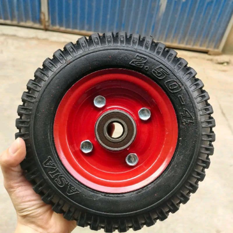 [KKTHN] Bánh Xe Đẩy Cao Su Mâm Đỏ Đường Kính 20Cm