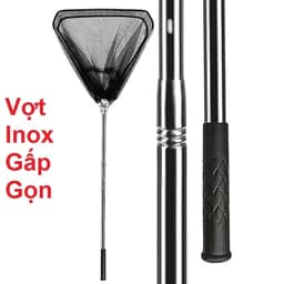 Vợt Câu Cá , Vợt Vớt Cá Tam Giác Inox Rút Gọn Lưới Mùng Lỗ 5mm Dài 2m1 - 2m5 1