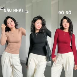 Áo Thun Dài Tay Siêu Co Giãn Mềm Mịn- thắt eo ôm body tôn dáng giữ nhiệt vải cotton zip nữ m660 2