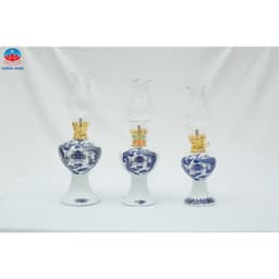Đèn Dầu Thờ Cúng Gốm Sứ Bát Tràng Men Xanh Kim Cao Cấp Họa Tiết Phúc Lộc Thọ Vẽ Tay Tinh Xảo 3