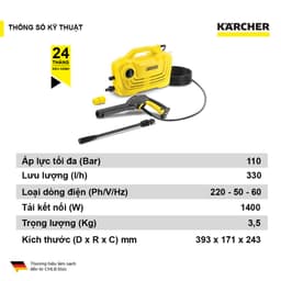 Máy Rửa Xe KARCHER Cầm Tay K 2 Classic - Công suất 1400W - Động cơ chổi than giúp Làm Sạch Xe Máy, Sân vườn dưới 20m2 4
