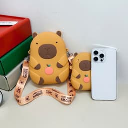 Lớn, vừa điện thoại] Túi xách silicon pop-it đeo chéo chuột lang nước Capybara đựng lì xì thời trang 5