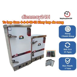 "Tủ hấp giò, nấu cơm, bánh bao 6 khay Việt Nam đa năng chạy điện và gas, hẹn giờ tiện lợi." 4