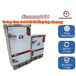 Tủ hấp cơm công nghiệp đa năng 4 khay Việt Nam, tối ưu cho hấp cơm, hải sản, giò chả, bánh bao, 10-12kg/mẻ. 5