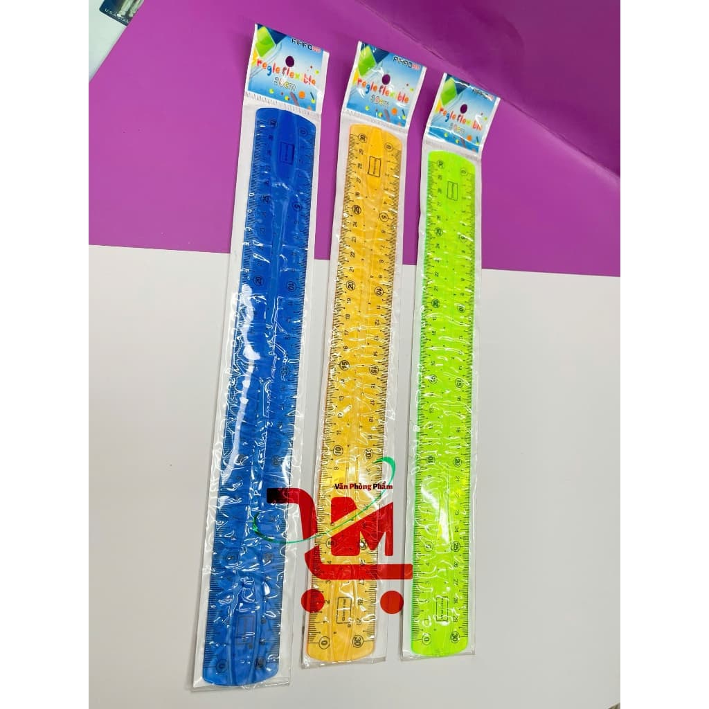 Hộp 24 Cây Thước Dẻo AIHAO 20CM, 30 CM/Thước Kẻ Đường Thẳng, Được Làm Từ Nhựa Dẻo Có Độ Bền Cao, Giao Màu Ngẫu Nhiên