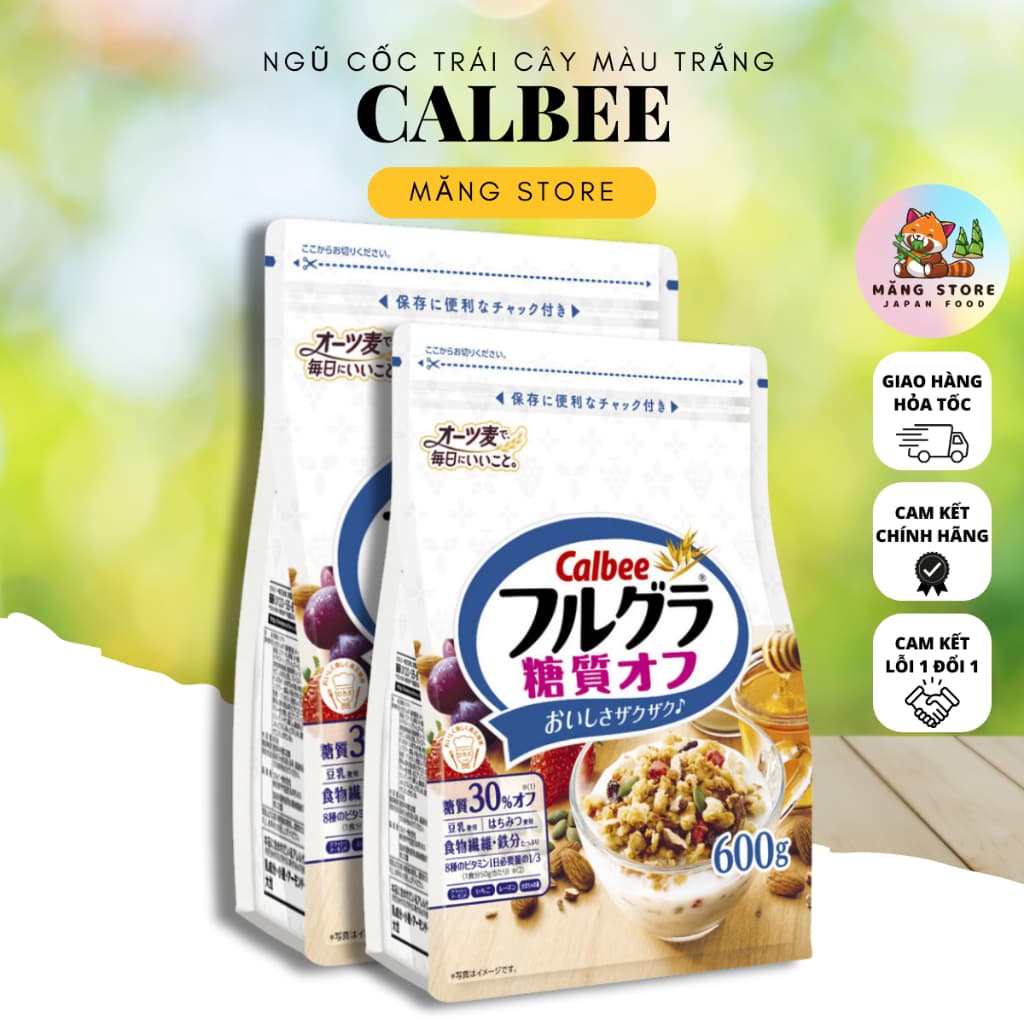 [Nội Địa Nhật] Ngũ cốc trái cây Calbee màu trắng 550gram (ít ngọt, phù hợp cho người giảm cân)