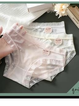 Set 10 Quần Lót Nữ Ren 7A Xuyên Thấu, Quần chíp nổi hình trái tim mềm mỏng, Thoáng mát 2