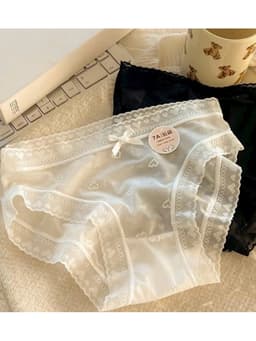 Set 10 Quần Lót Nữ Ren 7A Xuyên Thấu, Quần chíp nổi hình trái tim mềm mỏng, Thoáng mát 3