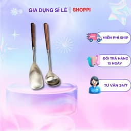 VINBEO Set hai chiếc xẻng môi cao cấp, thiết kế tay cầm gỗ tiện dụng chất liệu thép không gỉ AK006 1