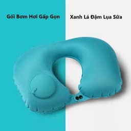 Gối chữ U kê cổ du lịch bơm hơi tự động HOKO gối bơm hơi TPU nhấn nút không cần thổi bằng miệng nhỏ gọn dễ mang theo 6
