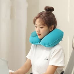 Gối chữ U kê cổ du lịch bơm hơi tự động HOKO gối bơm hơi TPU nhấn nút không cần thổi bằng miệng nhỏ gọn dễ mang theo 5