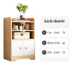 Tủ đầu giường chữ E, kệ đầu giường 2 ngăn decor, táp đầu giường có cánh gỗ MDF phủ Melamine ND86 4