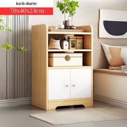 Tủ đầu giường chữ E, kệ đầu giường 2 ngăn decor, táp đầu giường có cánh gỗ MDF phủ Melamine ND86 2