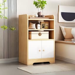 Tủ đầu giường chữ E, kệ đầu giường 2 ngăn decor, táp đầu giường có cánh gỗ MDF phủ Melamine ND86 1
