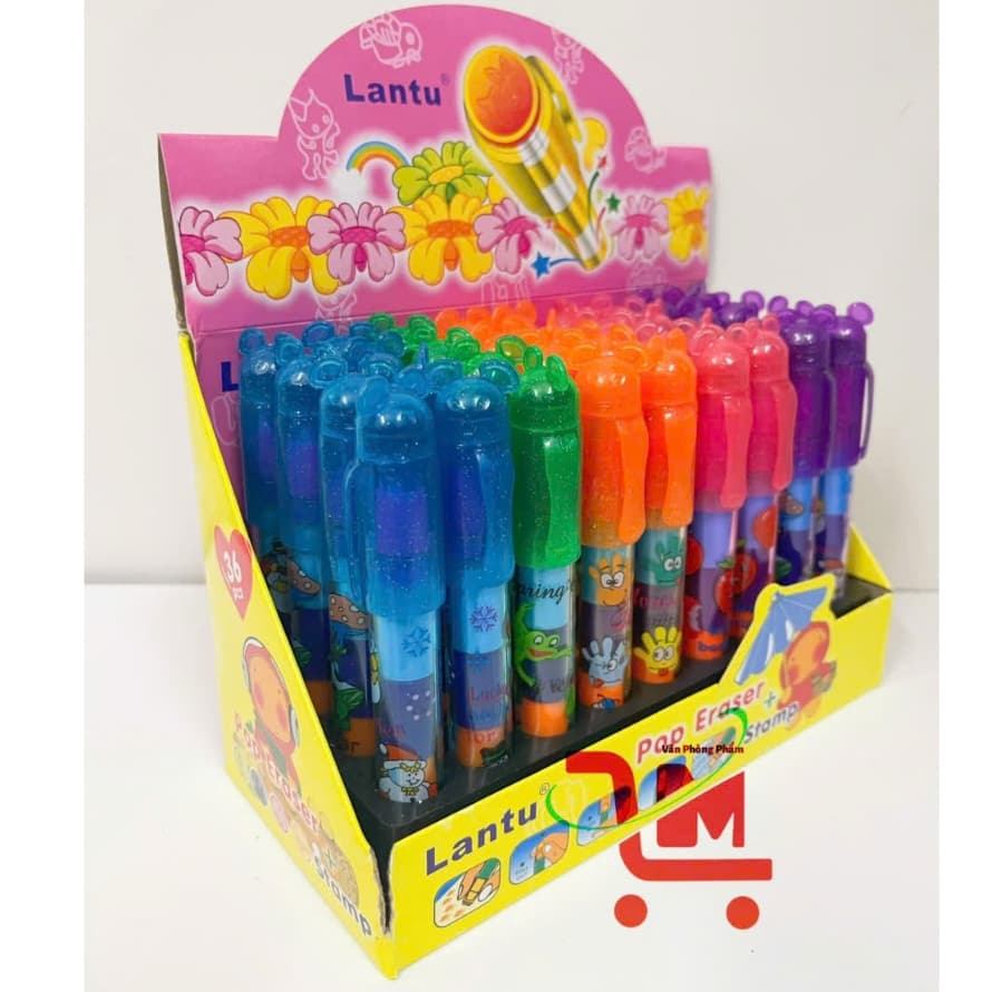 Hộp 36 Gôm Gôm/Tẩy Dạng Khúc Dấu Dùng Tẩy/Xoá Bút Chì Hoạ Tiết Dễ Thương,Không Để Lại Vụn Nhiều, Tiện Lơi, Dễ Thay Thế