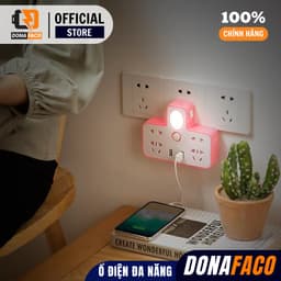 Bộ chia ổ cắm đIện 3 chấu và 2 cổng usb, 4 ổ cắm đIện tiện lợI có đèn ngủ 7