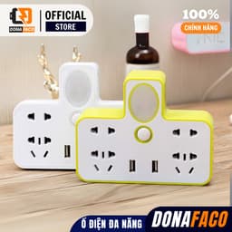 Bộ chia ổ cắm đIện 3 chấu và 2 cổng usb, 4 ổ cắm đIện tiện lợI có đèn ngủ 6