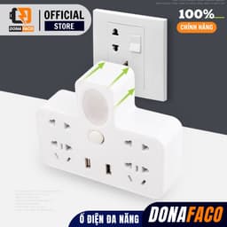 Bộ chia ổ cắm đIện 3 chấu và 2 cổng usb, 4 ổ cắm đIện tiện lợI có đèn ngủ 8