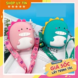 [Mới] Túi xách đeo chéo silicon hình khủng long thời trang dễ thương, có bong bóng pop-it 1