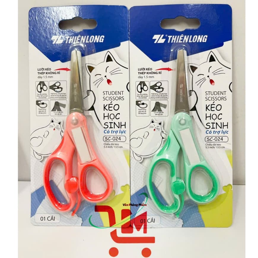 Lẻ 1 Cây Kéo SC-024 Thiên Long,Kéo Học Sinh Có Trợ Lực,Dùng Cắt Giấy Và Một Số Vật Liệu Mềm,Hàng Chính Hãng Thiên Long