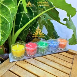 Vỉ 5 Ly Nến Bơ Hoa Mai Ngũ Sắc, Nến Bơ Dâng Phật Cúng Mụ, Cúng Thần Tài Cúng Dường An Toàn Không Khói 2