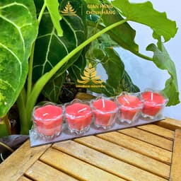 Vỉ 5 Ly Nến Bơ Hoa Mai Ngũ Sắc, Nến Bơ Dâng Phật Cúng Mụ, Cúng Thần Tài Cúng Dường An Toàn Không Khói 8