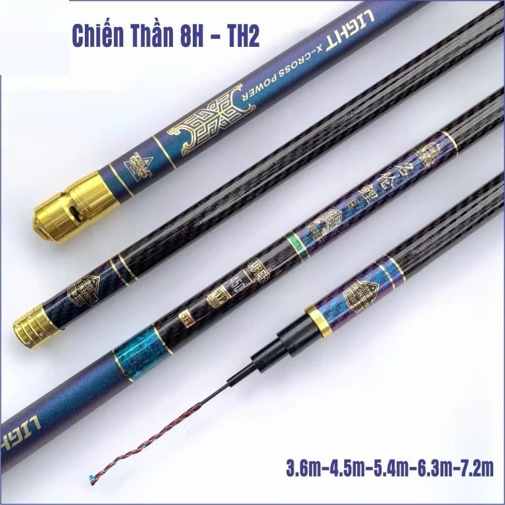 Cần Câu Tay , Cần Câu Đài Chiến Thần 8H Chuyên Săn Hàng Chất Liệu Carbon Xoắn Tặng Kèm Ngọn