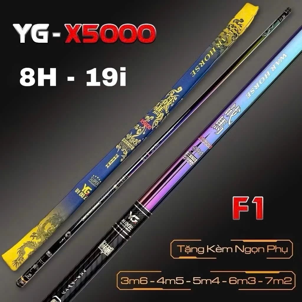 Cần Câu Tay , Cần Câu Đài YG X5000 F1 Bản 8H Chuyên Săn Hàng Cá Lớn Tặng Kèm Ngọn Phụ