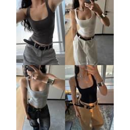 Áo Tanktop 2 dây nữ cổ vuông justdun thun tăm lạnh co giãn thoải mái m894 6