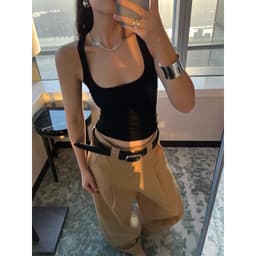 Áo Tanktop 2 dây nữ cổ vuông justdun thun tăm lạnh co giãn thoải mái m894 4