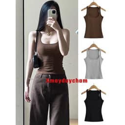 Áo Tanktop 2 dây nữ cổ vuông justdun thun tăm lạnh co giãn thoải mái m894 2