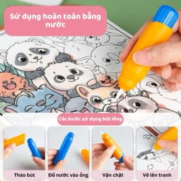 Đồ chơi tranh tô màu nước ma thuật kèm học liệu bóc dán nhiều chủ đề cho bé bộ tập vẽ tranh màu nước trẻ em 5
