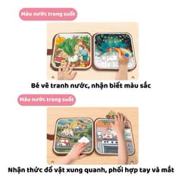Đồ chơi tranh tô màu nước ma thuật kèm học liệu bóc dán nhiều chủ đề cho bé bộ tập vẽ tranh màu nước trẻ em 4