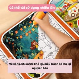 Đồ chơi tranh tô màu nước ma thuật kèm học liệu bóc dán nhiều chủ đề cho bé bộ tập vẽ tranh màu nước trẻ em 6