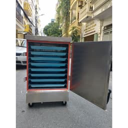 "Tủ hấp đa năng cho gà ủ muối, giò, chả, xúc xích, lạp xưởng và gà đông tảo"có các dòng 6-8-10-12 khay 1