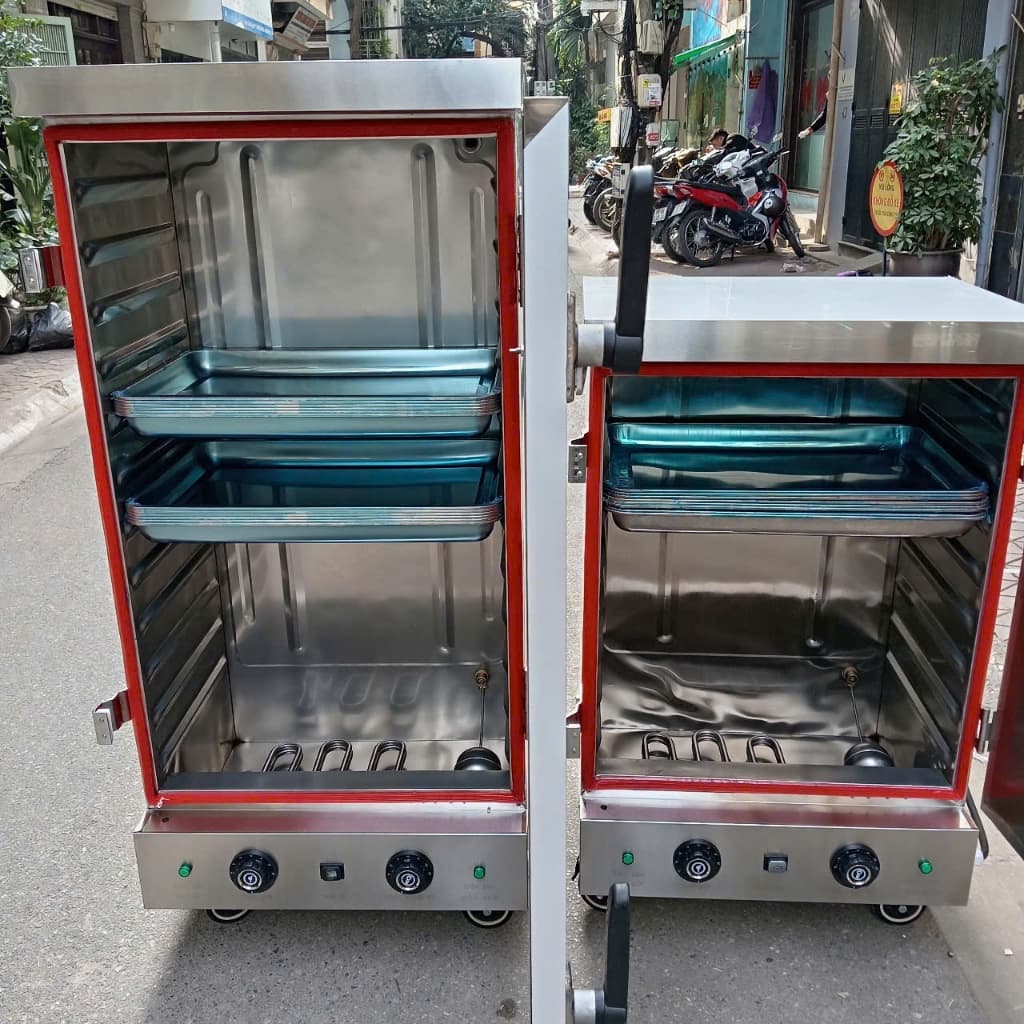 Tủ hấp công nghiệp cho cơm, giò chả, xúc xích, bánh bao chất lượng cao, hiệu suất vượt trội.4-6-8-10-12 khay