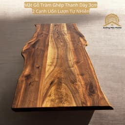 Mặt Bàn Gỗ Tràm Ghép Thanh 2 Cạnh Uốn Lượn Tự Nhiên Dày 3cm - Xưởng Mộc Maido 1
