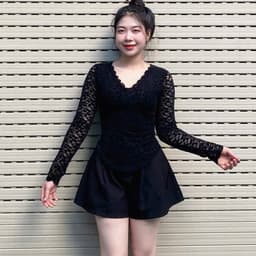 Áo Thun Nữ Bigsize Tay Dài Ren Lưới 2 Lớp Cổ Bèo Ôm Body Co Giãn Mềm Mịn Xinh Xắn LIMO MS353 7