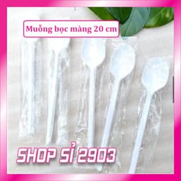 [Bịch 100 cái] Muỗng nhựa bọc màng từng cái 15cm /20cm 3