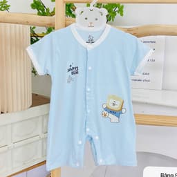 Bộ đồ liền thân cho bé sơ sinh vải petit tăm tre mềm mịn mát phù hợp bé trai bé gái 0-9M _ BD127 6